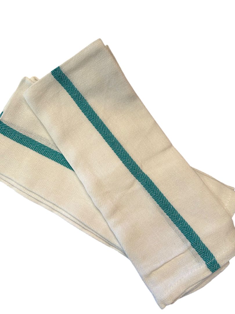 The BarberShop Lot of 17 Gentlemans Salon Towels 15" x 26" White Teal