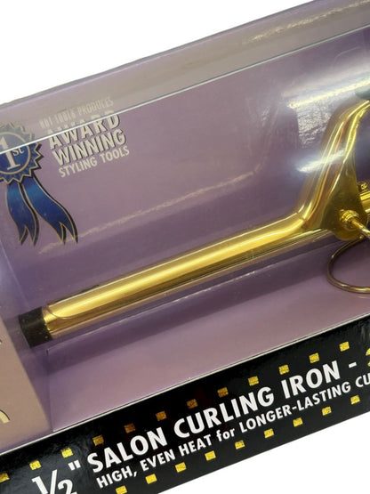 Hot Tools Professional Hair Curling Iron 1/2" 1103 Spring Gold Salon Beauty New