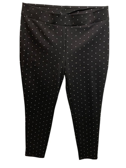 Size 2X Philosophy Womens New Ponte Knit Leggings Black Silver Dots