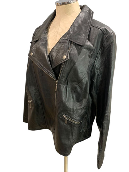 Size 22W Jessica London Womens Black Leather Moto Jacket