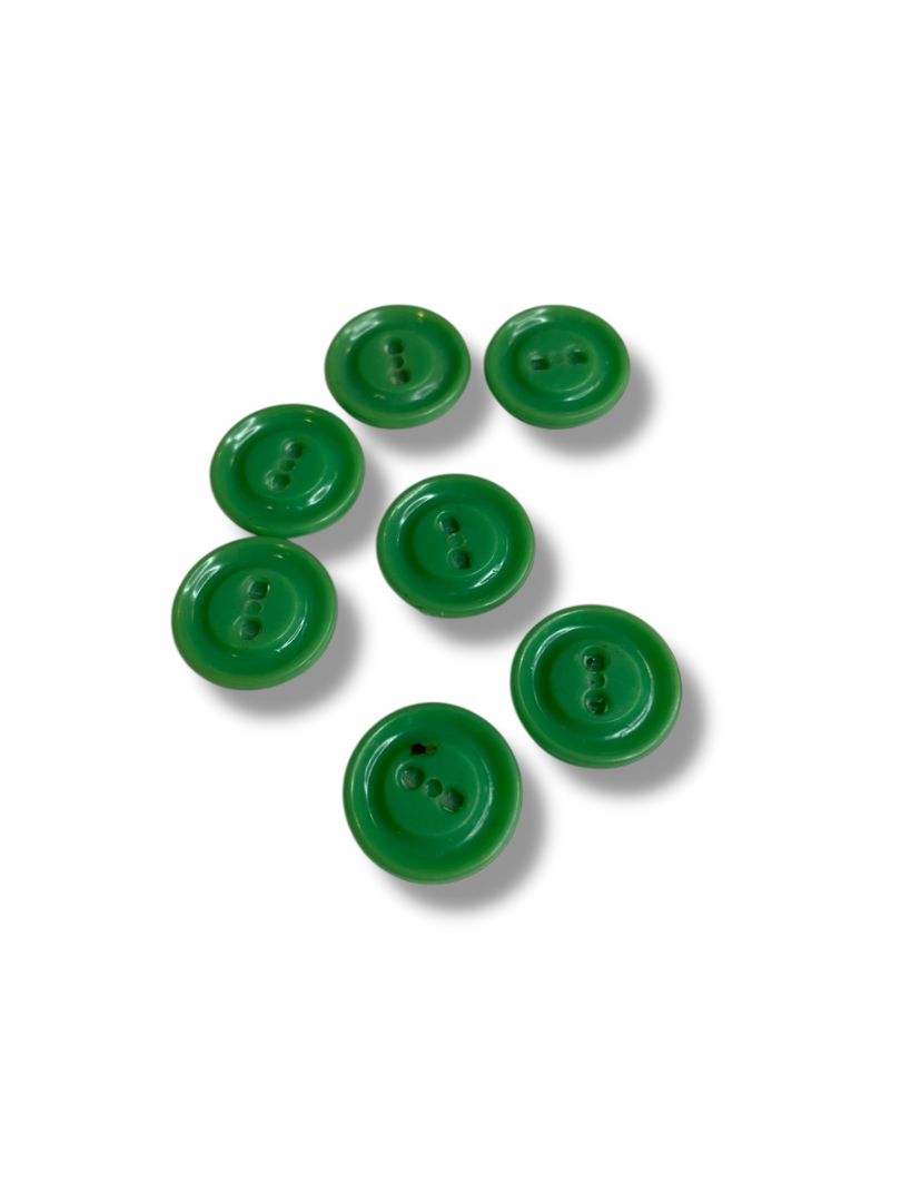 Lot of 7 Green Midcentury Buttons Acrylic Simple .5" (15mm)