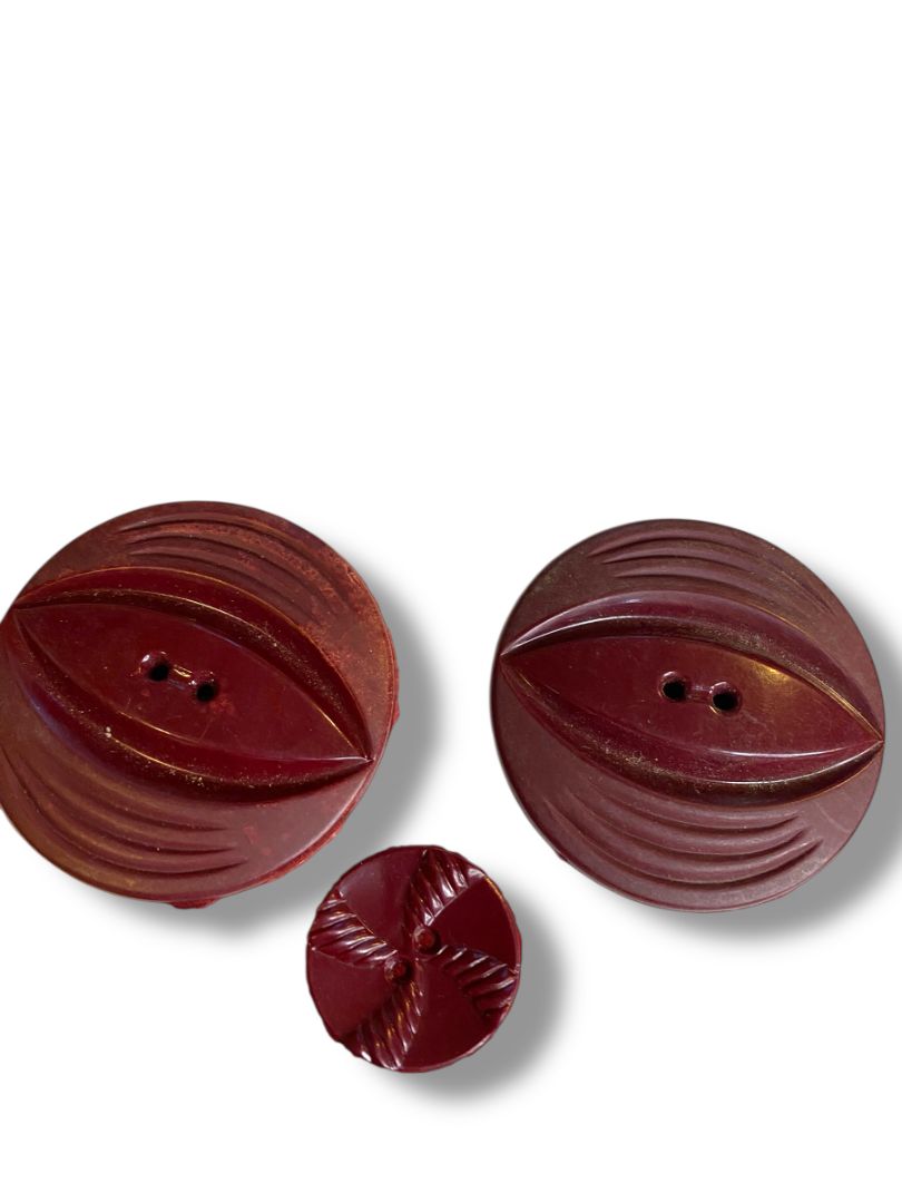 Lot of 36 Midcentury Buttons Assorted Burgundy Brown Styles Craft Sew