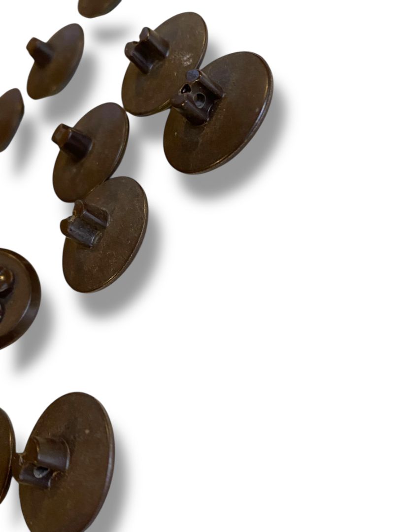 Set of 16 Midcentury Black Plastic Buttons  Floral Craft Sew .8" Diameter