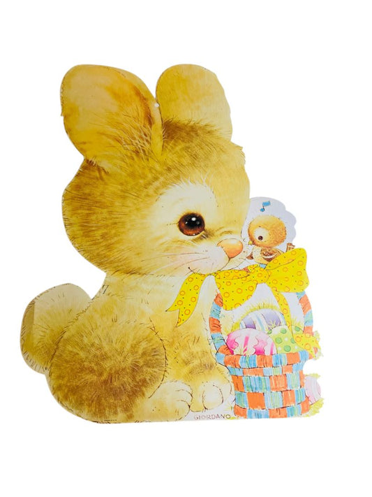 Vintage Giordano Bunny Rabbit Easter Basket Die Cut Decor 16"