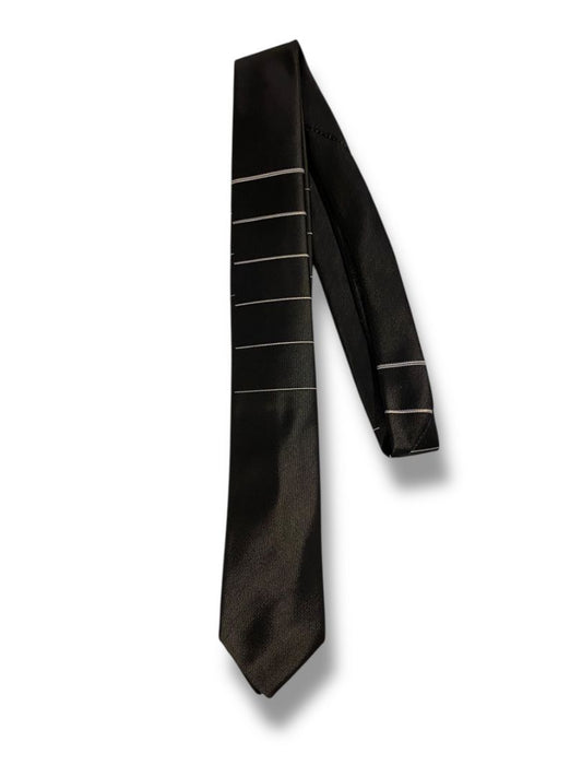 Vintage 1950/60’s Beau Brummel Black Skinny Tie With Thin Horizontal Stripes