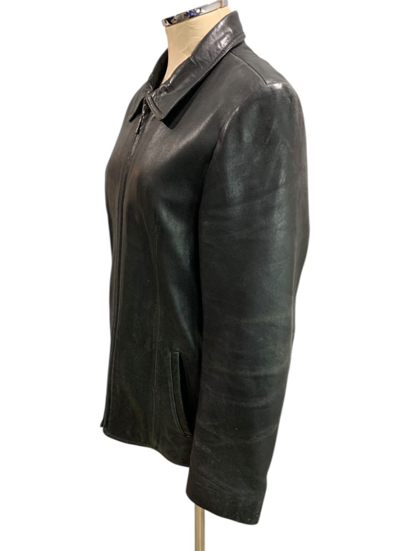 Large Adler Collection Womens Black Lamb Skin Zip Up Coat Jacket