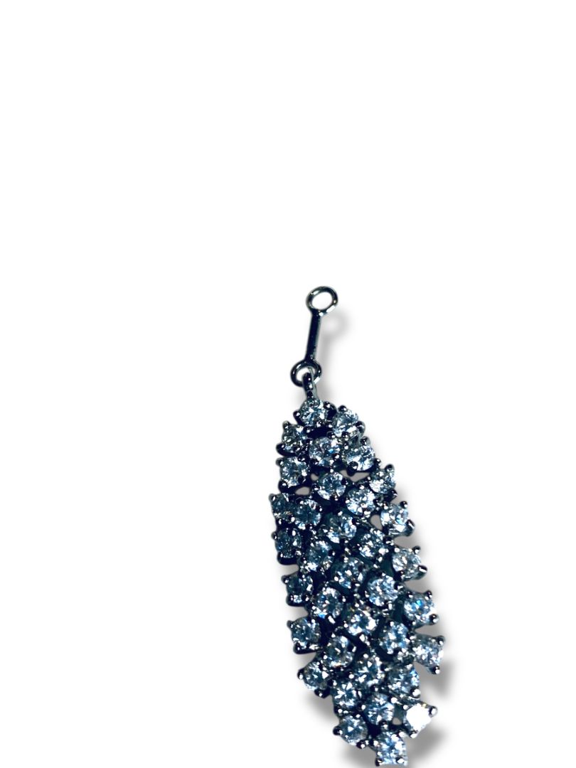 Shimmer Rhinestone Pendant Jewelry Clear Silvertone 33mm Drop