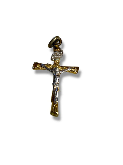 Small Vintage Sterling Silver Goldtone Cross Religious 1"