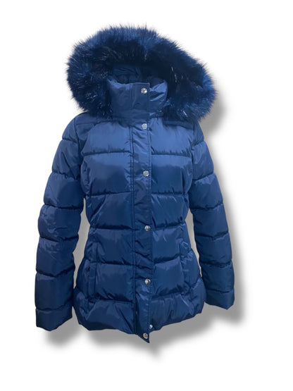 Small Tommy Hilfiger Womens Navy Blue Puffer Coat Removable Hood