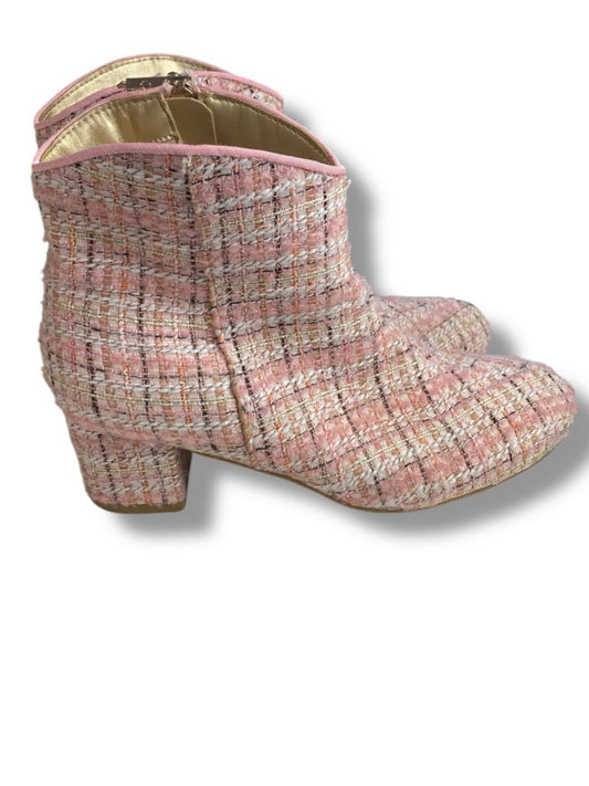 Size 5 Jessica Simpson Girls Parker Boots Booties Pink Tweed