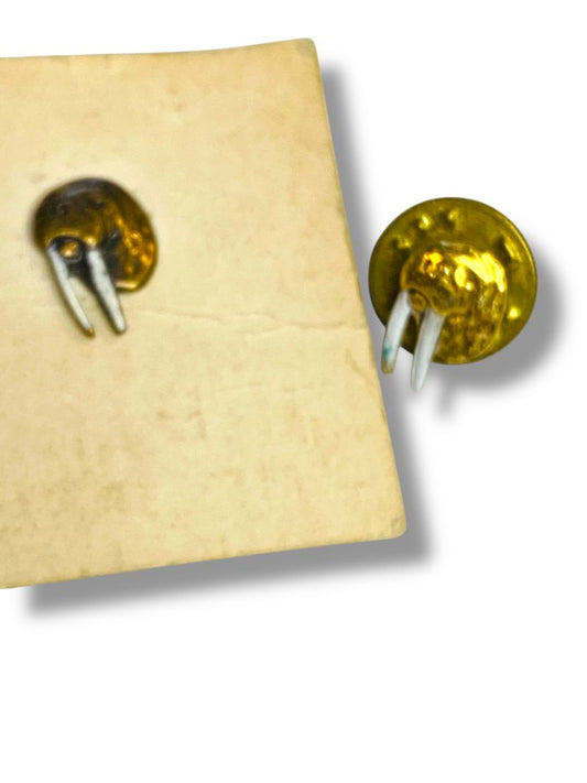 Vintage  Set of 2 Walrus Lapel Pin Small Compliments of the State of Alaska .5"
