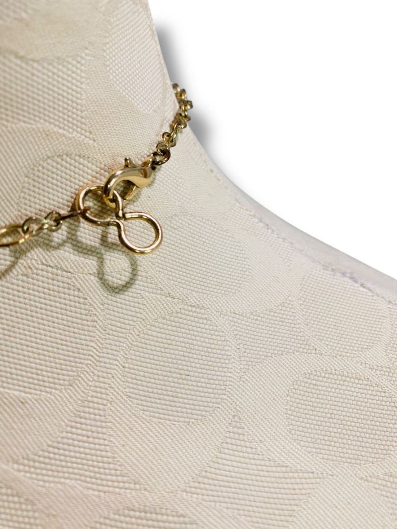 Goldtone Chain Blue Beaded Necklace 20"