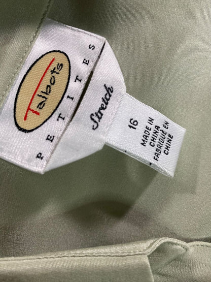 Size 16P Talbots Petites Stretch Silk Blend Womens Button Up Shirt