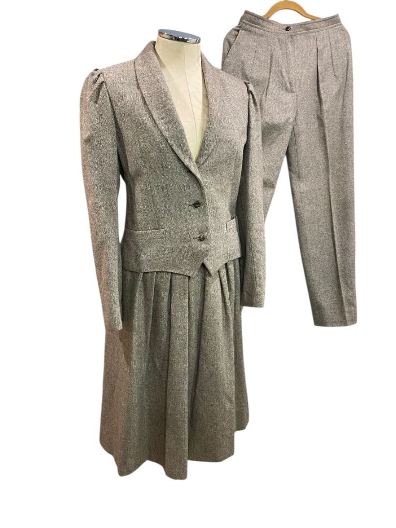 Size 10/12 Intuitions Womens 1980s Wool Blend Suit Pants Skirt Jacket