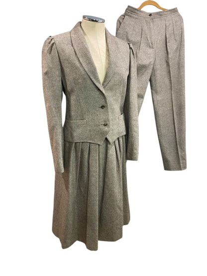 Size 10/12 Intuitions Womens 1980s Wool Blend Suit Pants Skirt Jacket