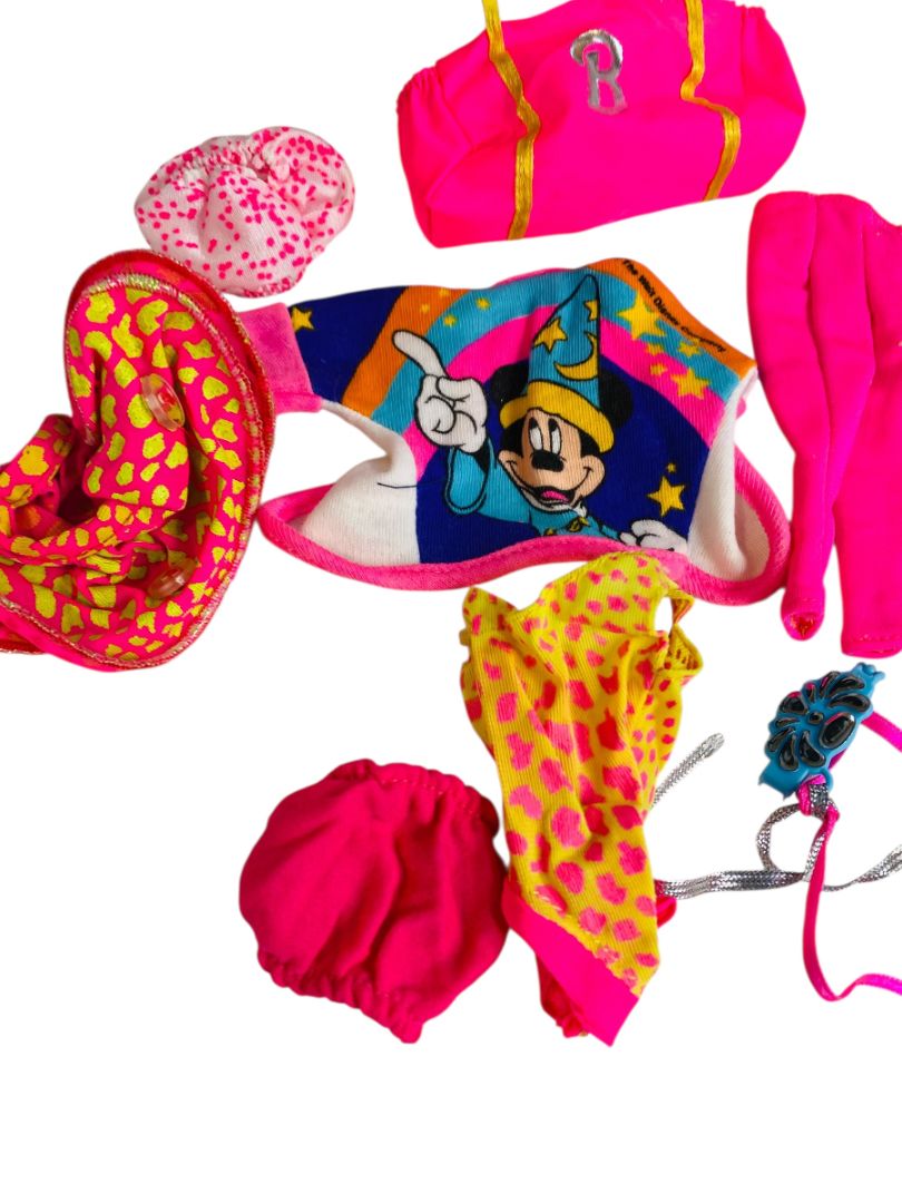 1980s Fashion Doll Clothes Lot Fits Barbie 11.5 Inch Dolls Neon Disney
