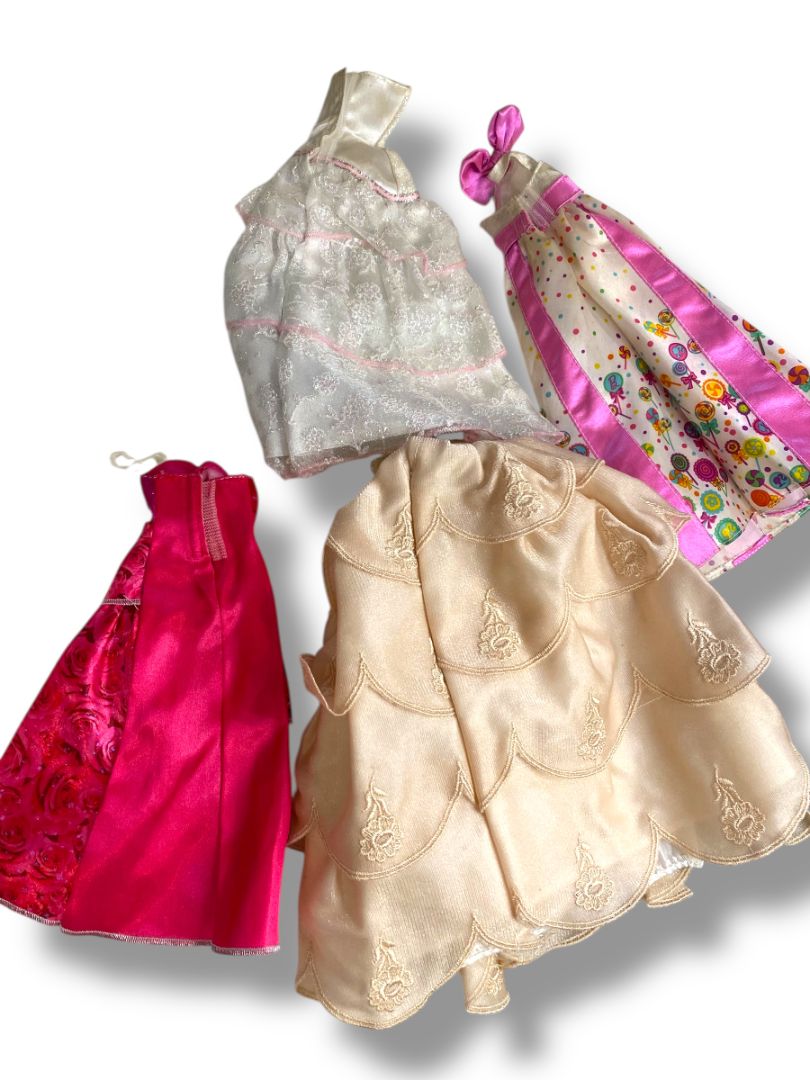 Lot of 4 1980s Fashion Doll Gowns Lot Fits Barbie 11.5 Inch Dolls