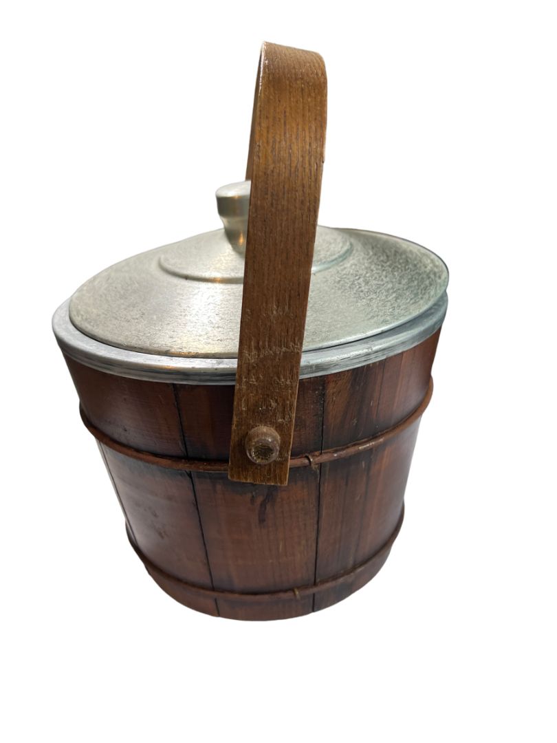 Kennedys Brothers Wooden Metal Barrel Ice Bucket Vintage