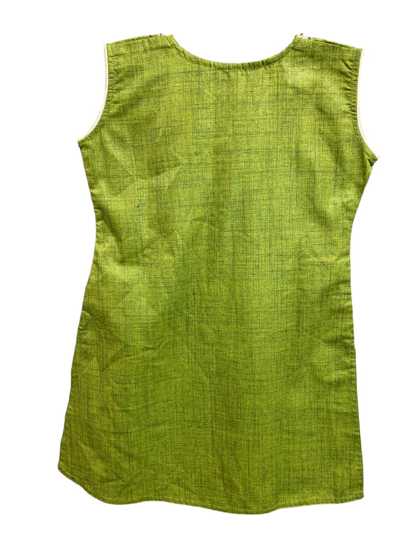 Small Brisa Women's Sleeveless Green Embroidered Blouse Pullover