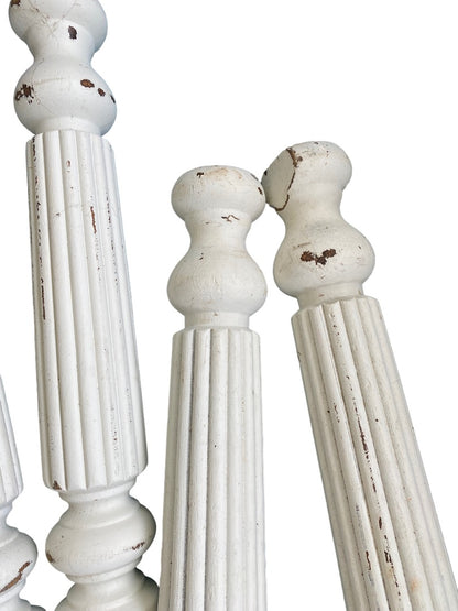 Set of 5 Vintage Salvage White Table Legs Distressed Solid 24"h x 3" Diameter