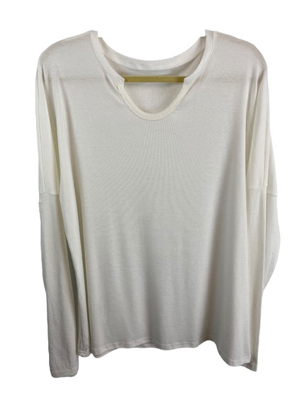 XXL Women's White Long Sleeve Tshirt Unbranded Modified Scoop Neck