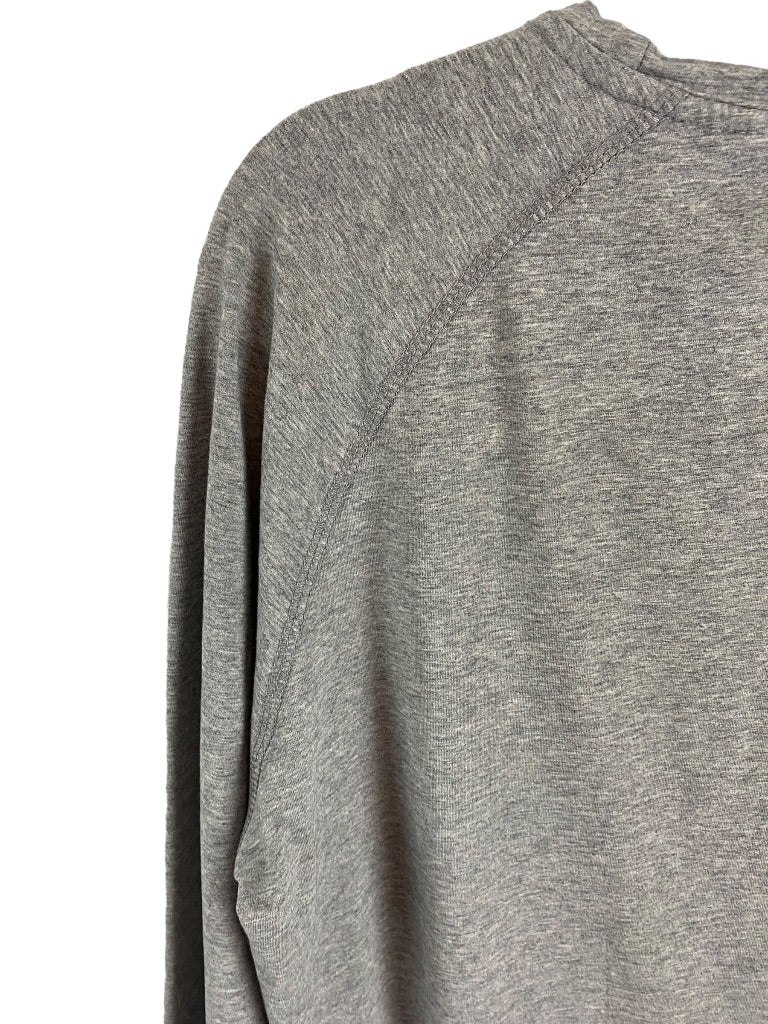 Large Tezo Men's Heathered Gray Long Sleeve Pullover Tshirt