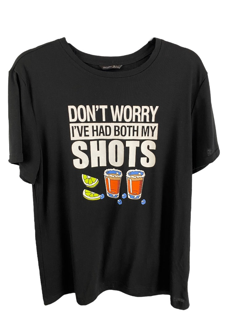 Large Lilicloth Men's Black "Don't Worry I 've Had Both My Shots" Tshirt