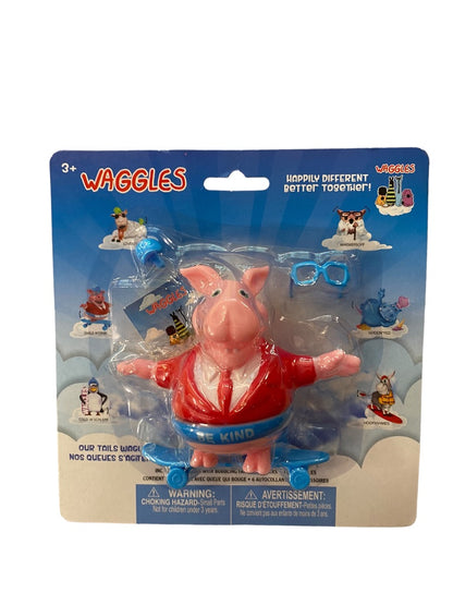 Waggles New Figurine Toy and Accessories Smile-n'oink Ages 3+ Pig Skateboard