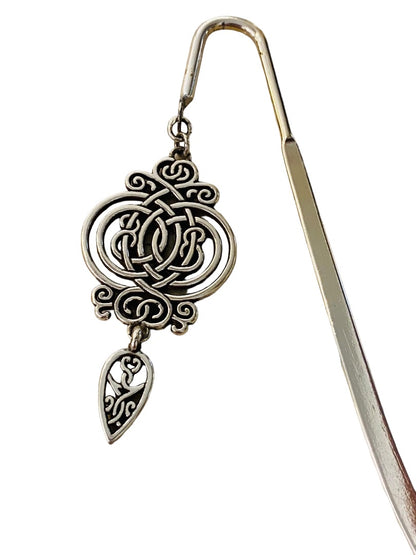 Vintage Silvertone Metal Bookmark Charm Pendant Ornate 5.5" Place Holder Taiwan