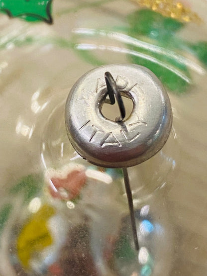 Clear Glass Ornament Tabletop or Hanging Handpainted Butterfly Flower Glitter 3.25" Diameter