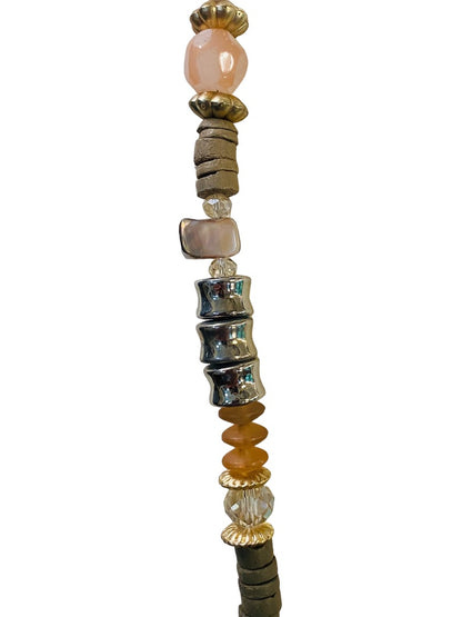 Chico's Mixed Metals Pink Brown Silvertone Lobster Clasp 37-40"