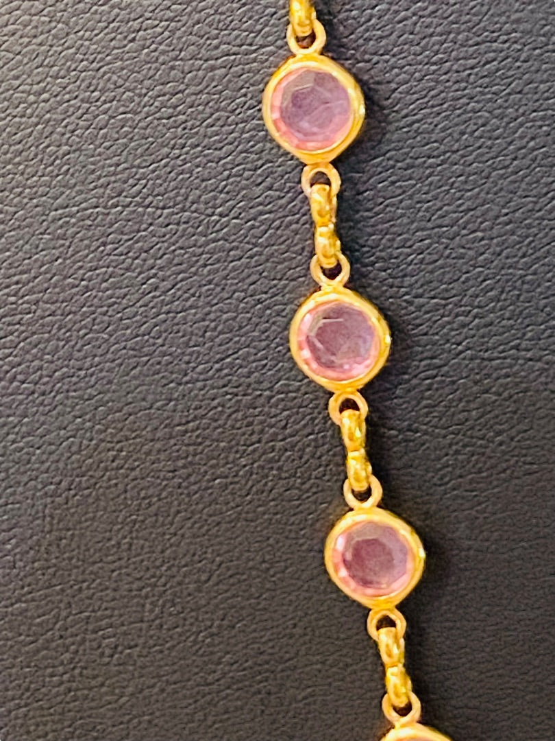 Goldtone Pink Signed Avon 22.5" Necklace Lobster Clasp