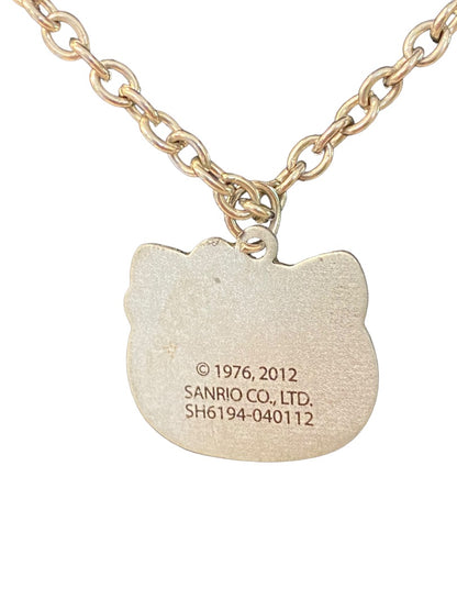 2012 Hello Kitty Sanrio Pendant Necklace Silvertone "Best Friends" 17.5"