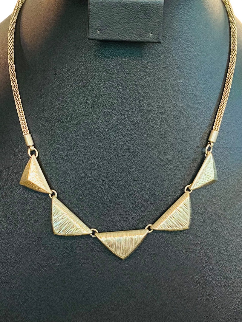 Goldtone Triangle Necklace 17"-20" Lays Flat Lobster Clasp