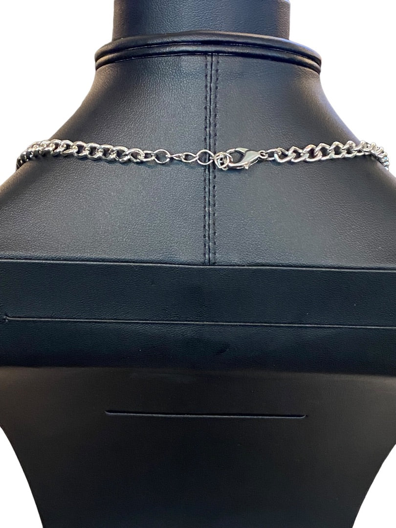 Silvertone Green Yellow 18-19" Statement Necklace Beaded Green Yellow