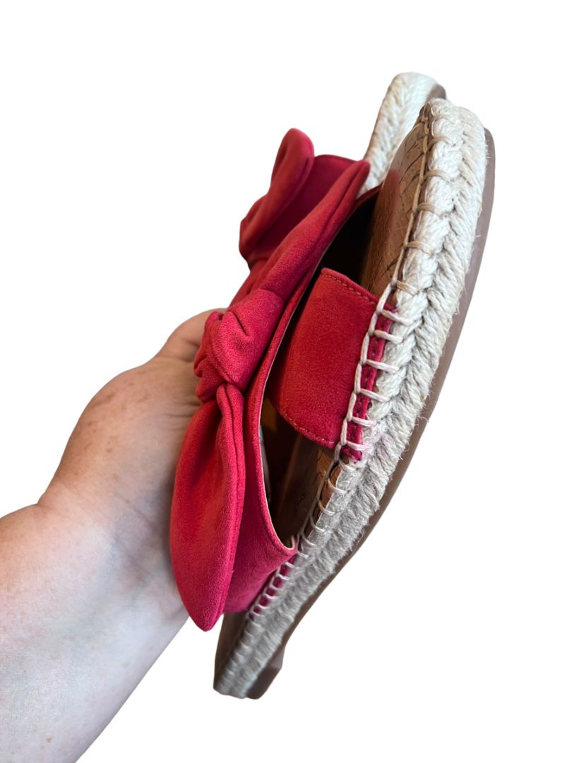 9.5 M Nine West Slide Sandals Women's Bellah Espadrille Bow Red