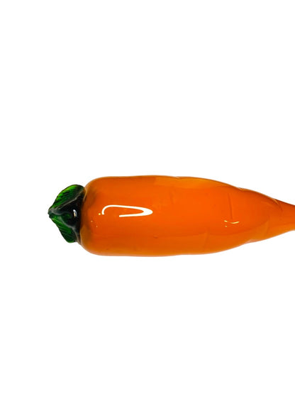 Art Glass Decorative Orange Green Carrot 7.25" Realistic