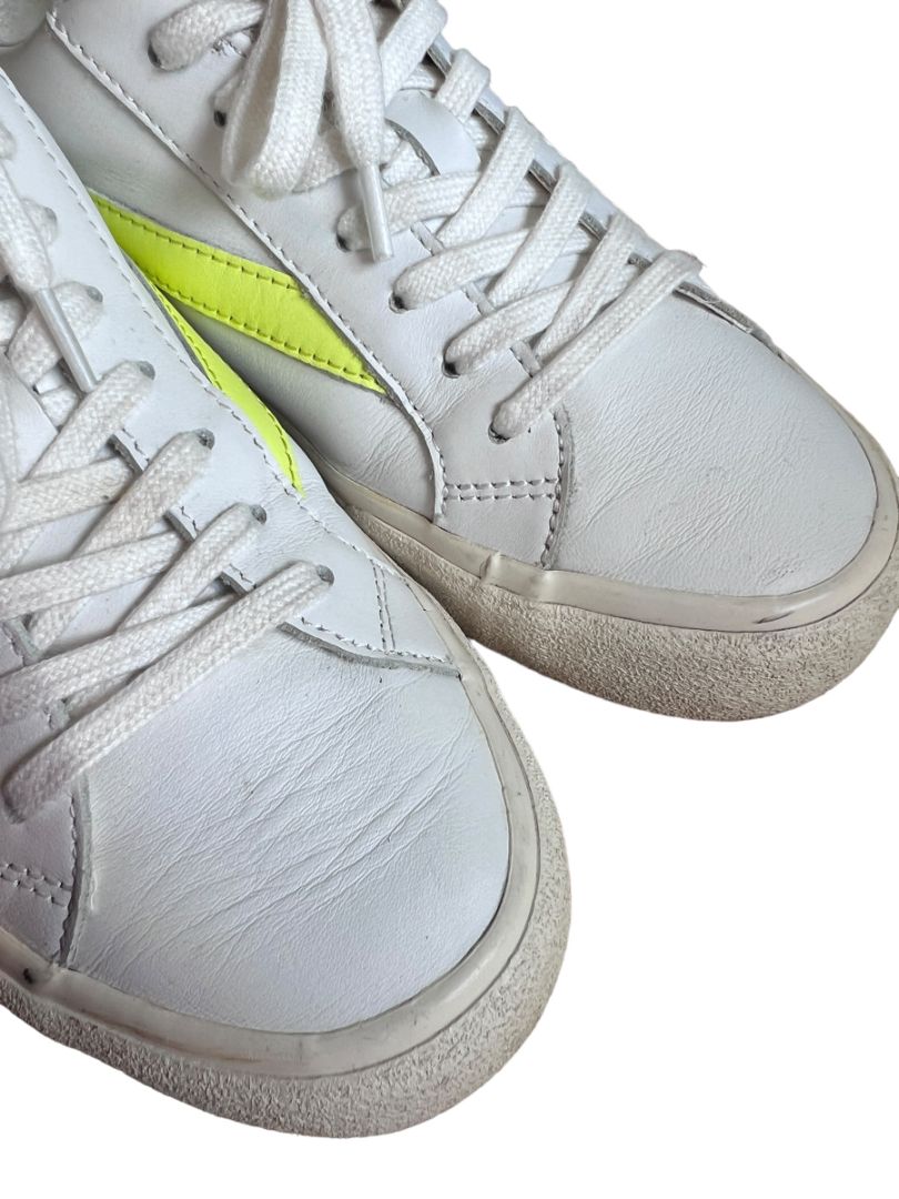 7.5 Madewell Sidewalk Neon Yellow White Sneakers Low Top Lace Up Leather