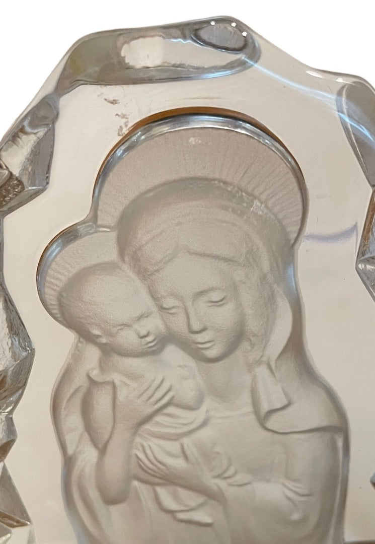 Vintage Virgin Mary & Infant Jesus Art Glass Figurine