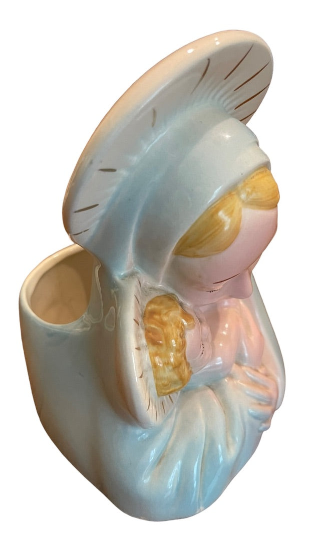 Vintage Virgin Mary Blessed Mother Catholic Planter Madonna 1950s 7.5"h Midcentury