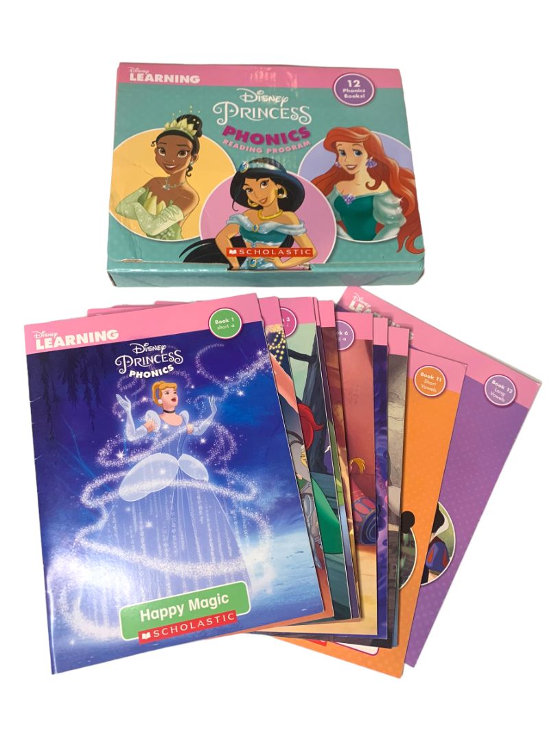 Scholastic Disney Princess Phonics Reading Program Box Set Of 12 Books K-1 Ages 4+