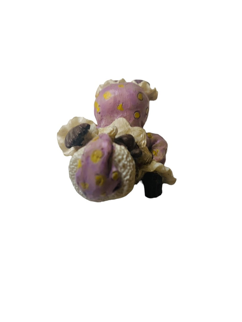 Resin Clown Figurine Brown Skin Baby Crawling Purple Polka Dot 2.2"