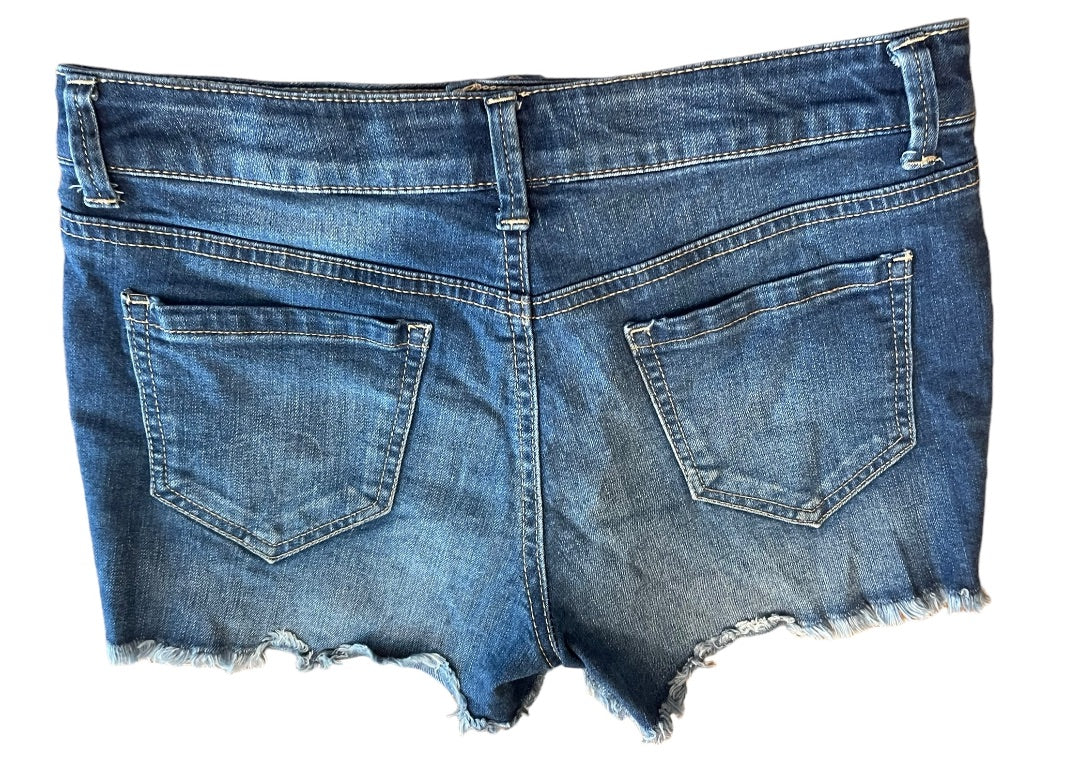 Size 16 Mudd Girls Denim Cutoff Jean Shorts Distressed Cotton Blend 2.5" Inseam