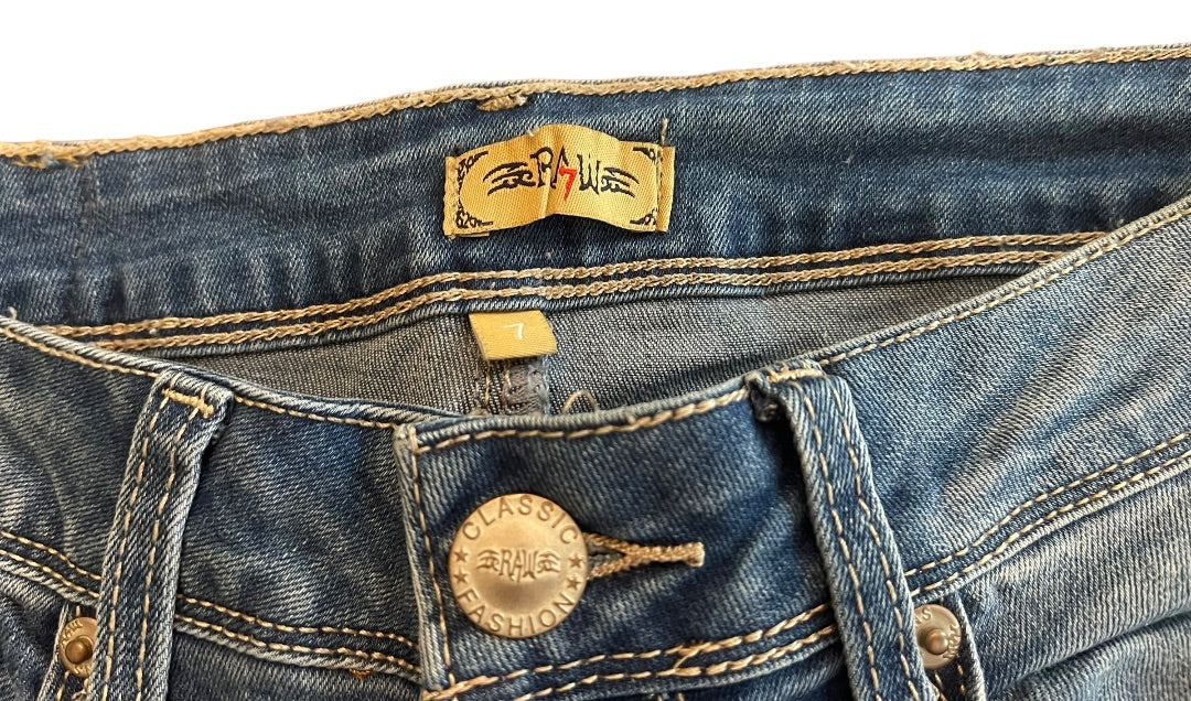 Sie 7 Raw Original Junior Womens Distressed Skinny Jeans Stretch Denim