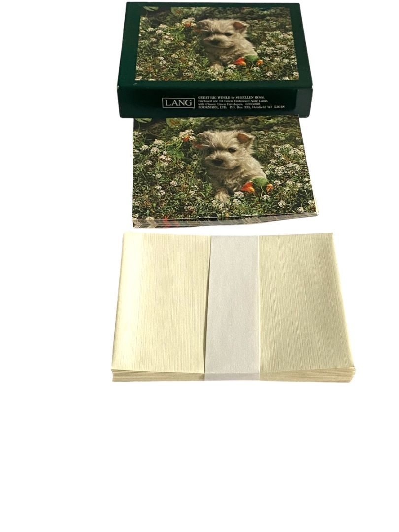 NEW Lang Westie Terrier Dog 13 Linen Embossed Blank Card Set Thank You Any Occasion