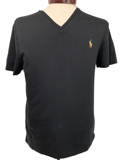 Medium Polo Ralph Lauren Mens Black Custom Fit V-Neck Tshirt