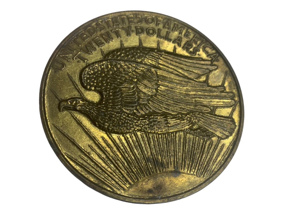 Vintage Double Eagle Liberty Twenty Dollar Reproduction 3" Diameter Craft Medallion Metal