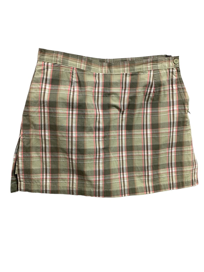 Size 12P AW Golf Petite Womens Skort Pockets Green Pink Plaid Skirt Shorts