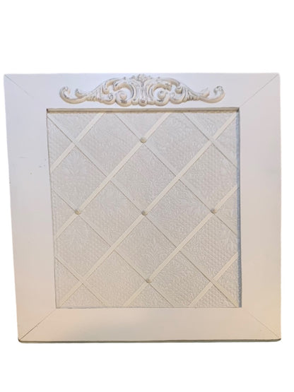 Ready to Hang Fabric Pin Board White Shabby Chic Bulletin Board Wooden Frame 21.7"w x 26"h