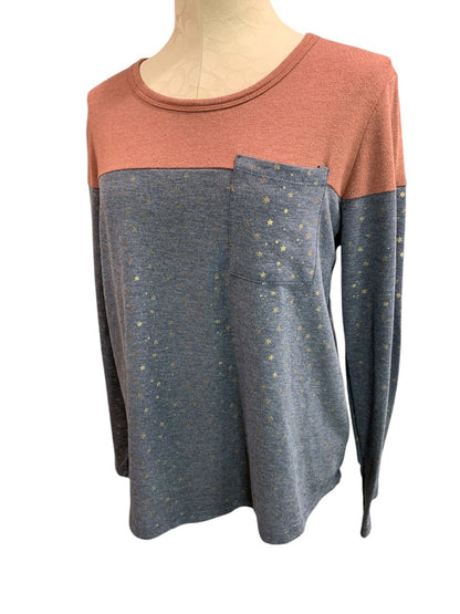 Medium Lazy Sundays Anthropologie Womens Star Print Long Sleeve Pullover Top Soft